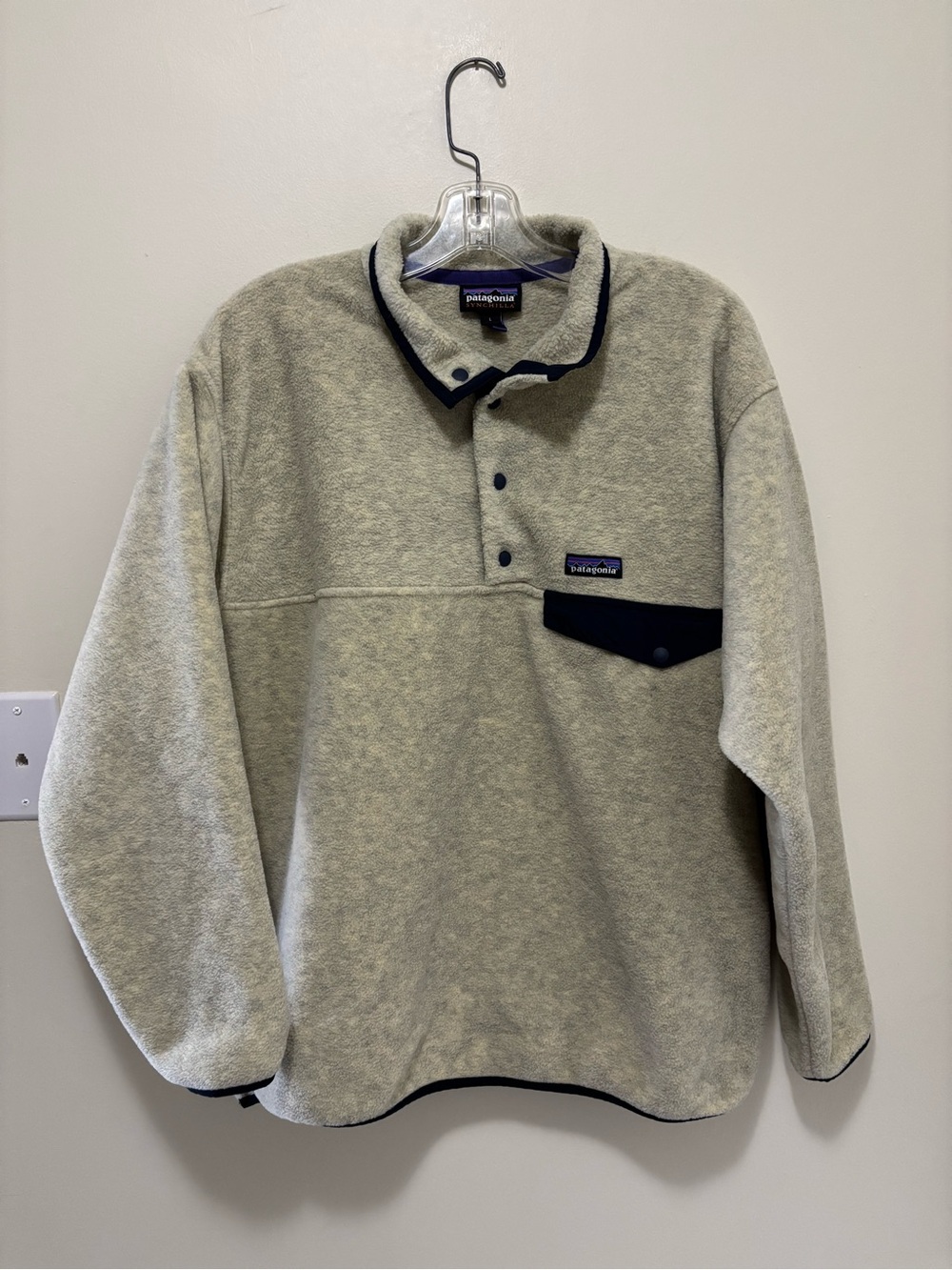 Patagonia Lightweight Synchilla Snap-T Fleece Pullover (Oatmeal Heather / Navy)
